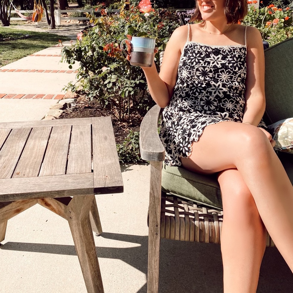 Zara Crochet Mini Dress-black and white